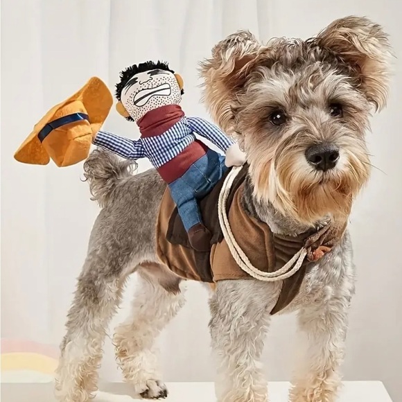 Cowboy Rider Dog Costume - Brown and Yellow - Picture 3 of 5